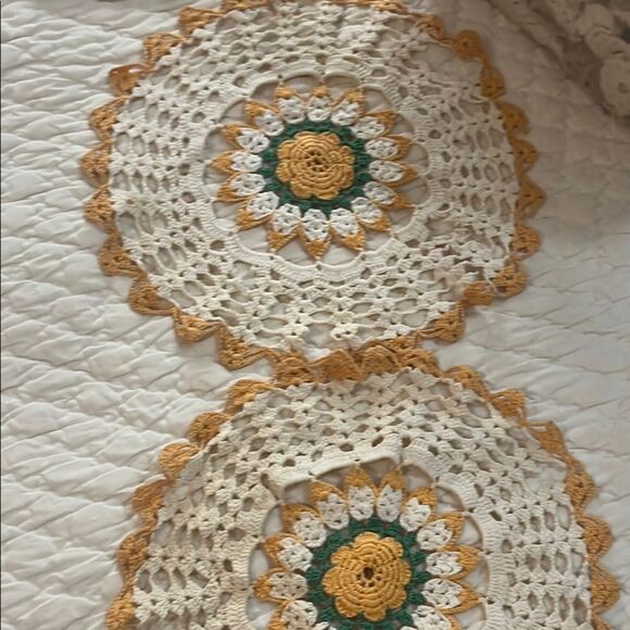 Handmade Crochet Doilies with Floral Design - Picture 1 of 6
